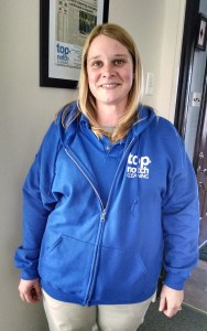 Annie in the new hoodie.